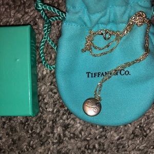 Tiffany & Co. Disc Pendant Initial "V" Necklace